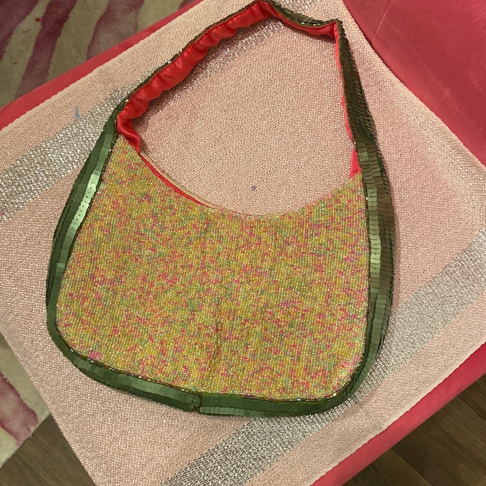 Bebe sequin and bead handbag